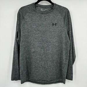 Under Armour Mens Tech Long Sleeve Shirt Gray Loose Fit Size Medium Perforance